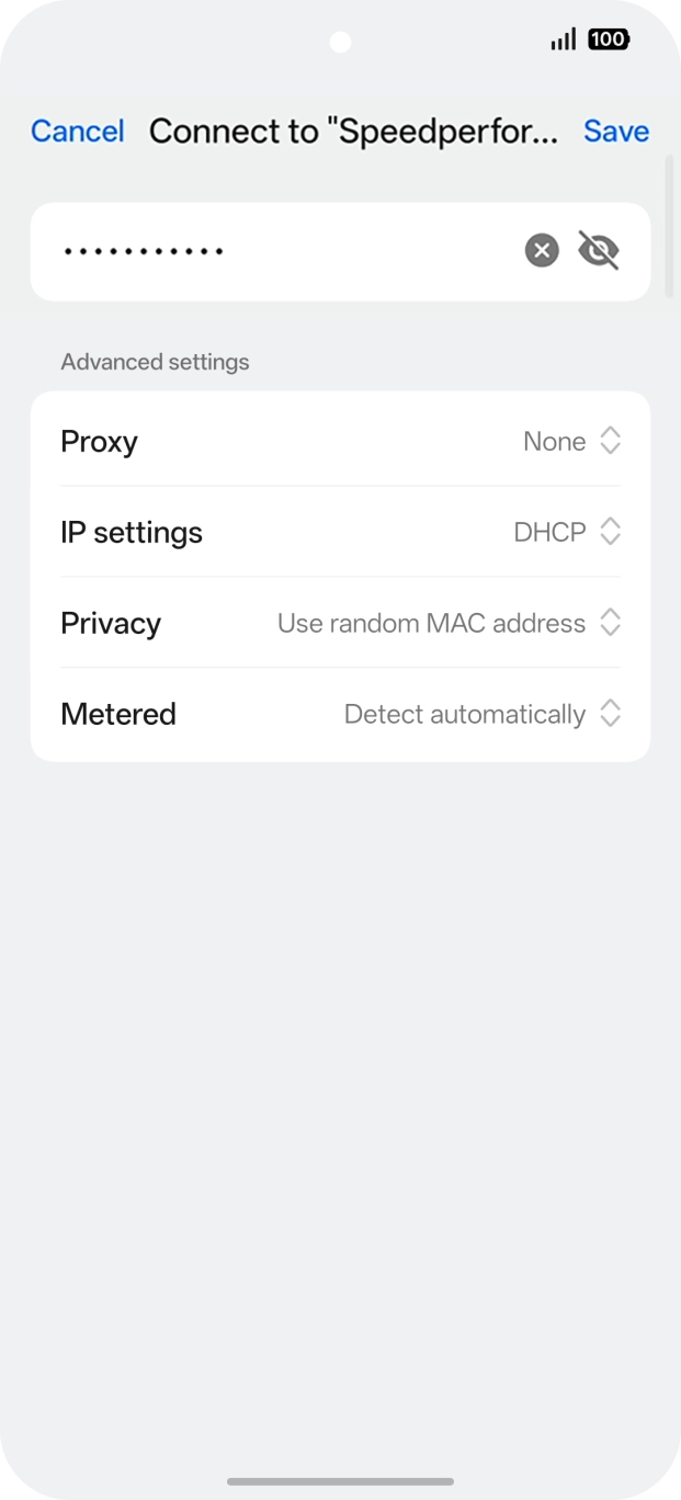 Key in the password for the WiFi network and press Save.