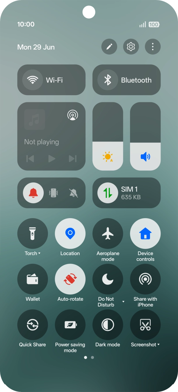 Press the airplane mode icon to turn the function on or off. Press the airplane mode icon to turn the function on or off.
