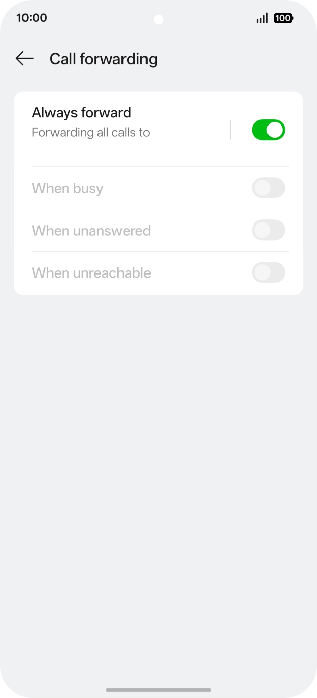 Press the indicator next to the required divert type.