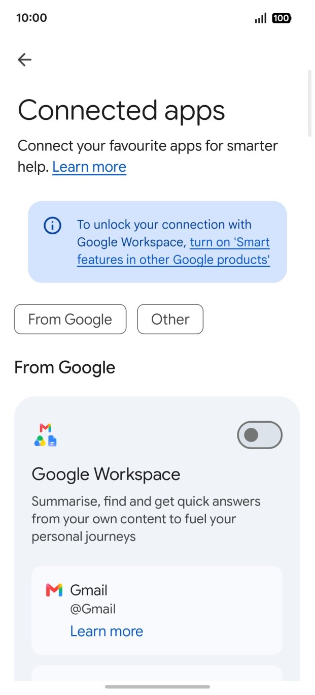 Press the indicator next to the required extension to turn on the function.