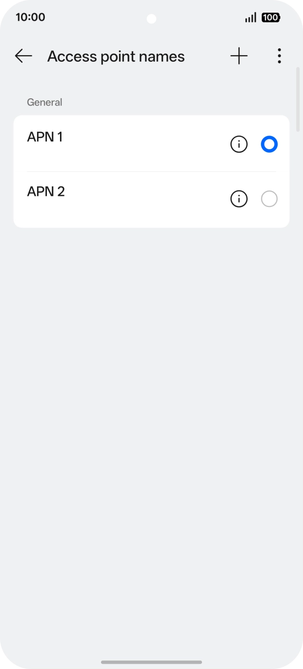 Press the field next to the data connection to activate it.
