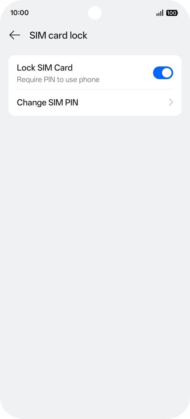 Press the indicator next to 'Lock SIM Card' to turn the function on or off.