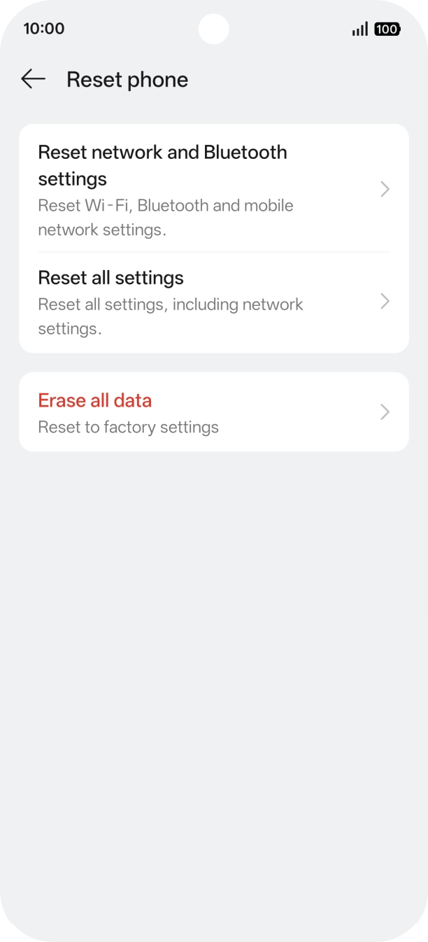 Press Reset network and Bluetooth settings.