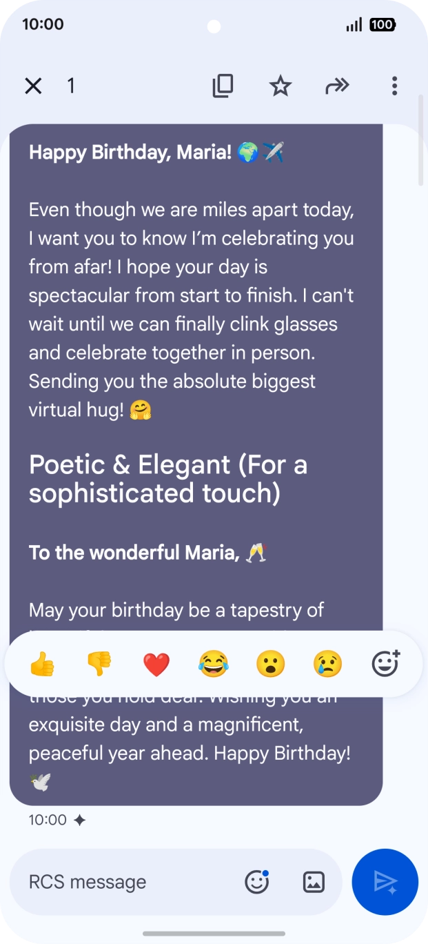 Press and hold the text suggestion from Gemini. Follow the instructions on the screen to use the text suggestion.