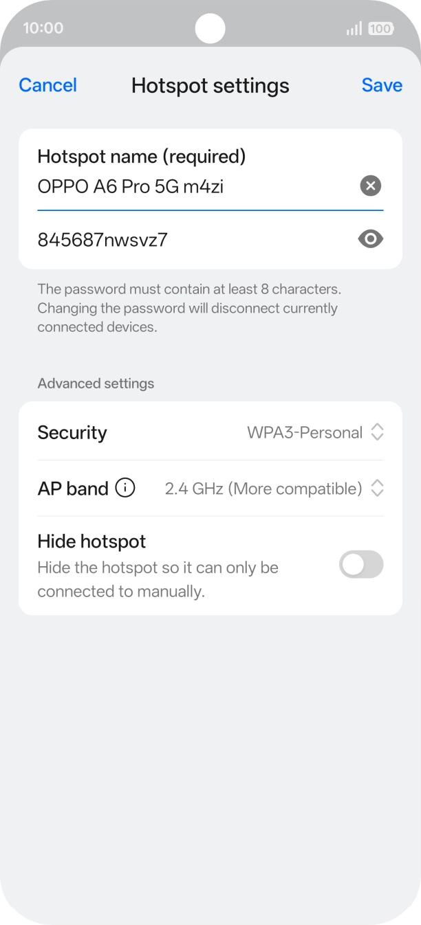 Press the password field and key in the required password.