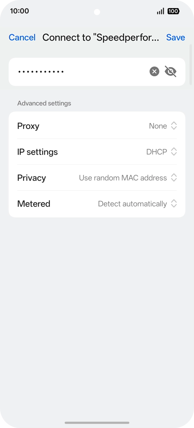 Key in the password for the WiFi network and press Save.