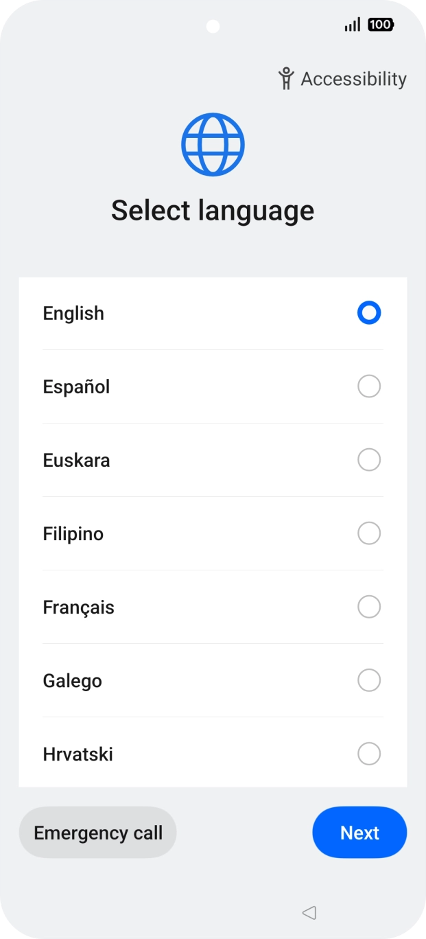 Press the required language.
