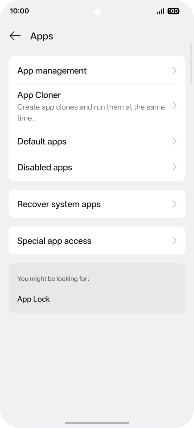 Press App management.