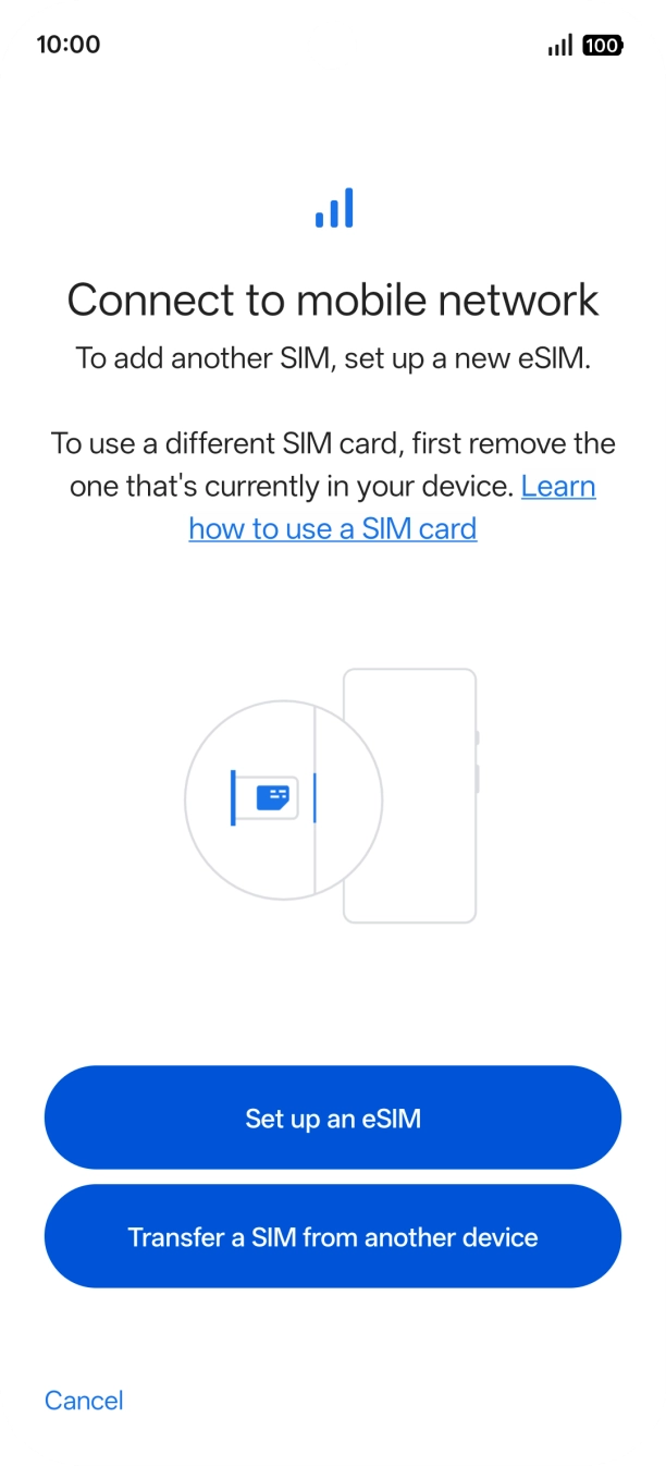 Press Set up an eSIM.