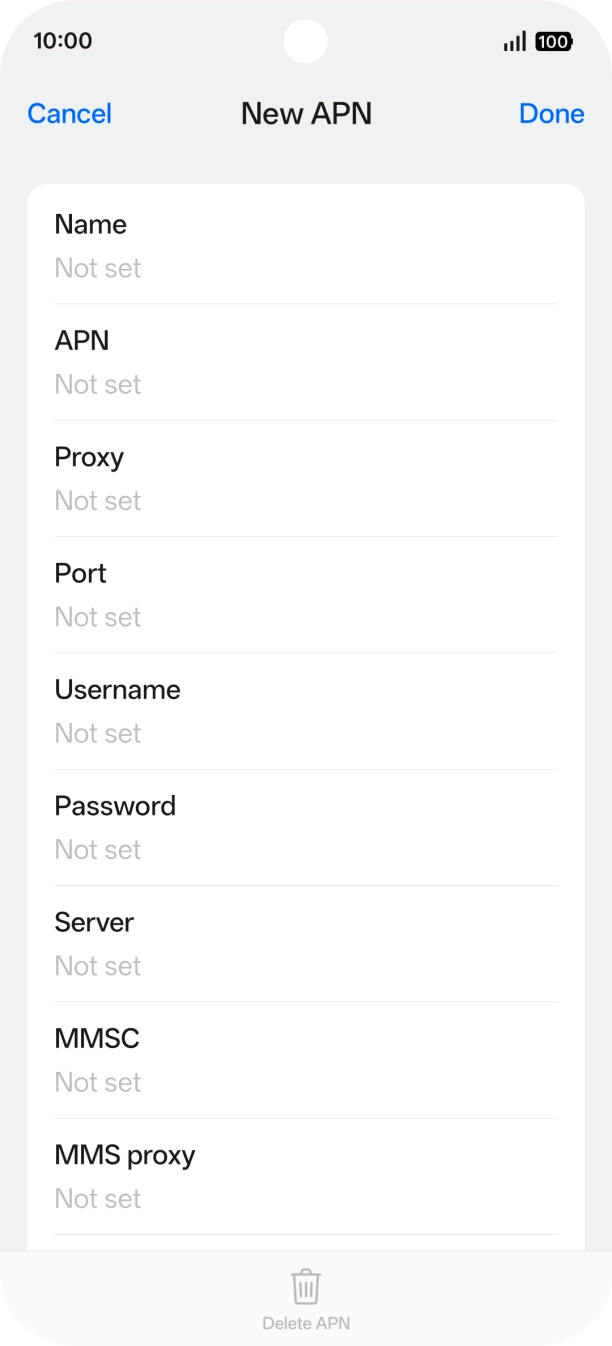 Press the field below 'Name' and key in O2 UK Internet.