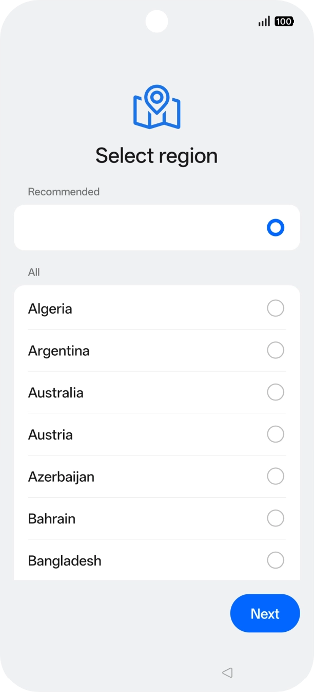 Press the required country or area.