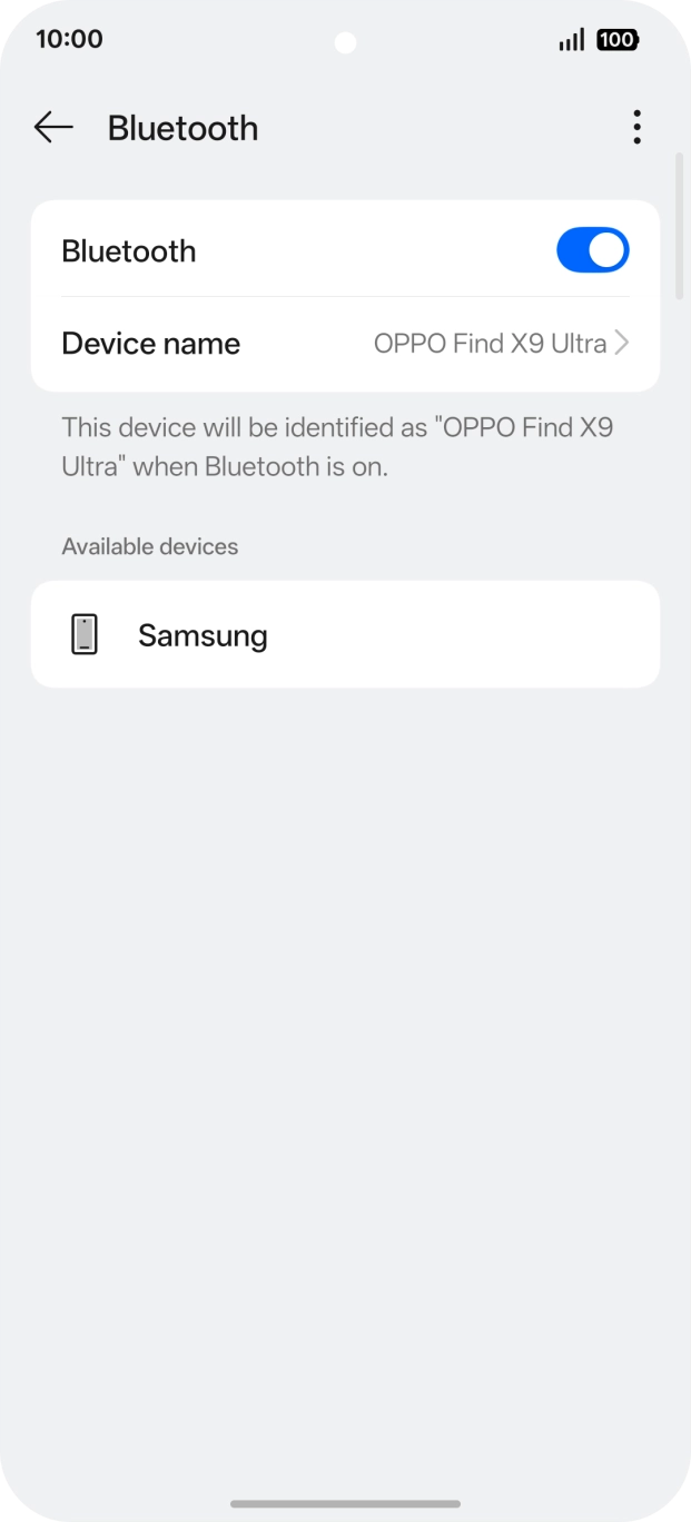 Press the required Bluetooth device and follow the instructions on the screen to pair the device with your phone.