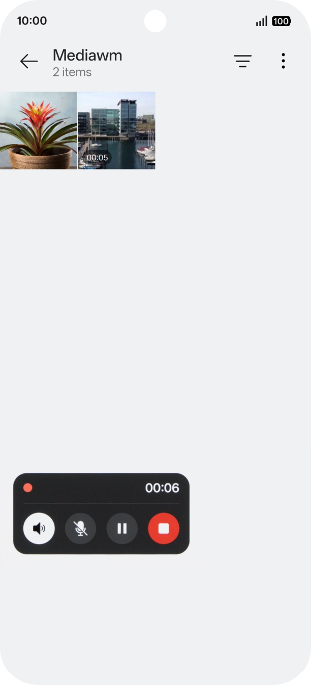 Press the stop icon to stop the recording.