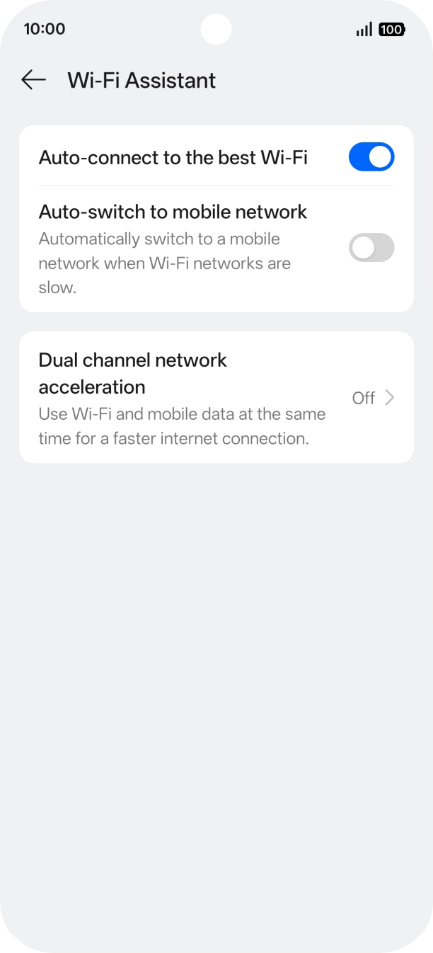 Press the indicator next to 'Auto-switch to mobile network' to turn the function on or off.