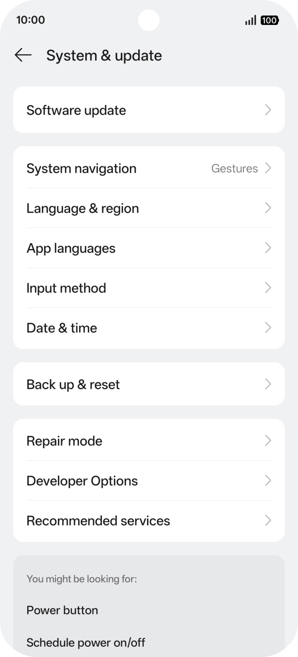Press Back up & reset.