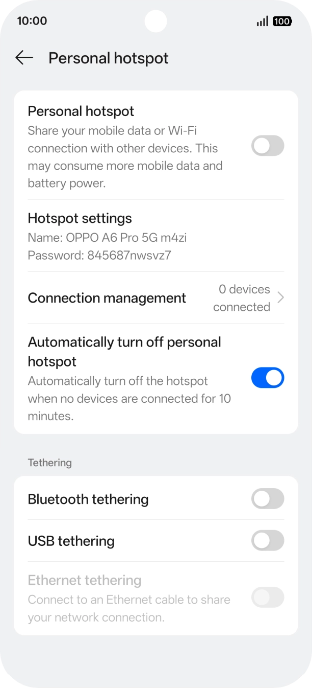 Press Hotspot settings.