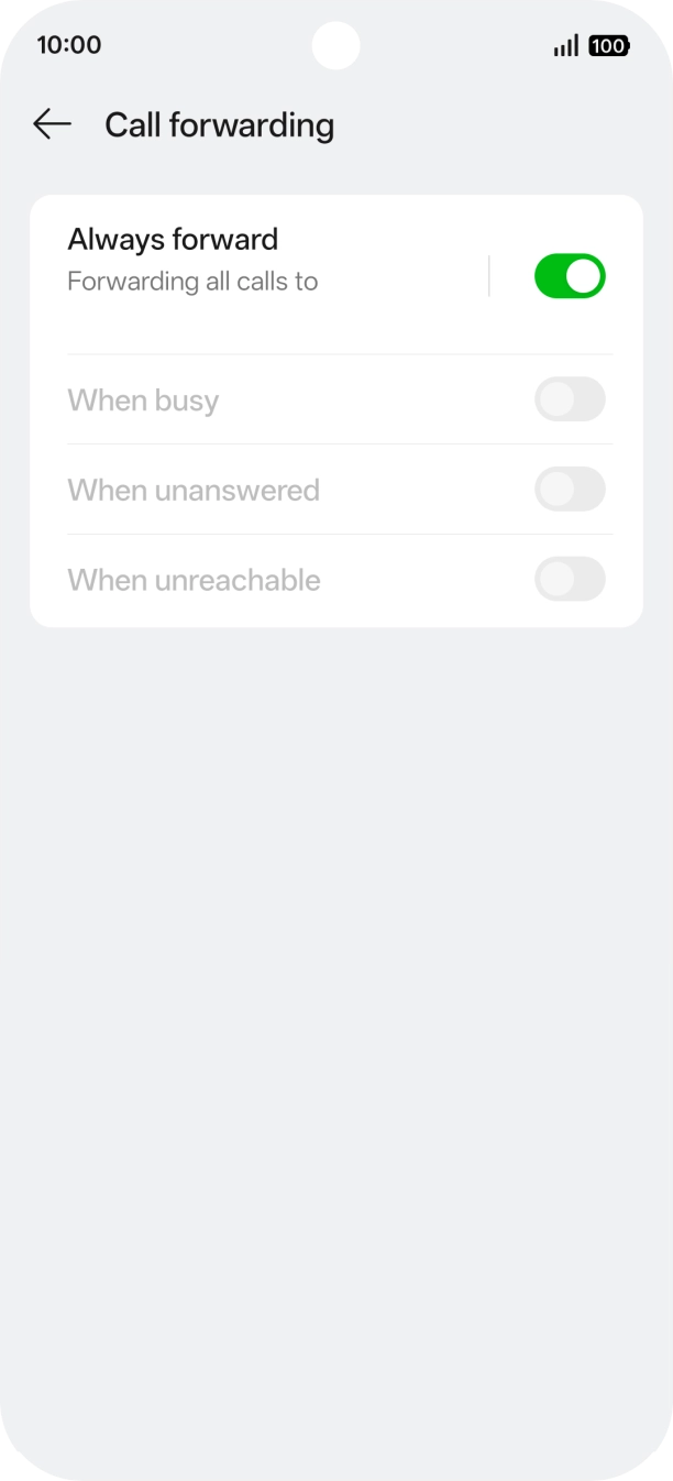 Press the indicator next to the required divert type.