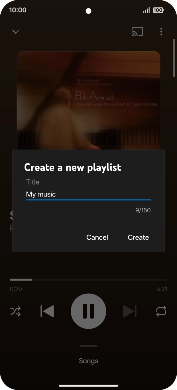 Key in a name for the playlist and press Create.