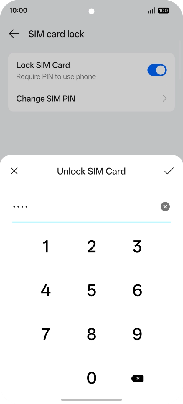 Key in your SIM PIN and press the confirm icon. The default SIM PIN is 0000.