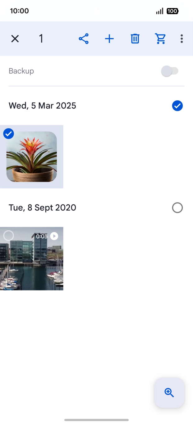Press the required pictures and videos to select them. Press the required pictures and videos to select them.