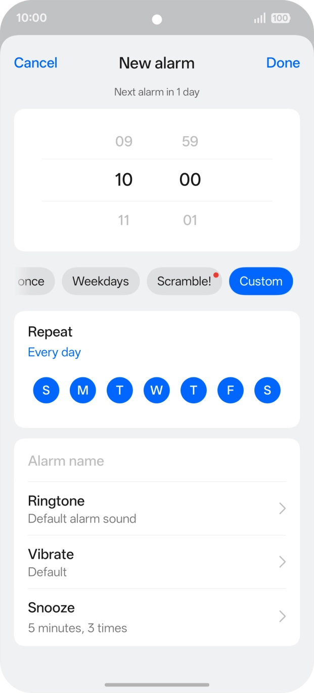 Press the required week days to select them.