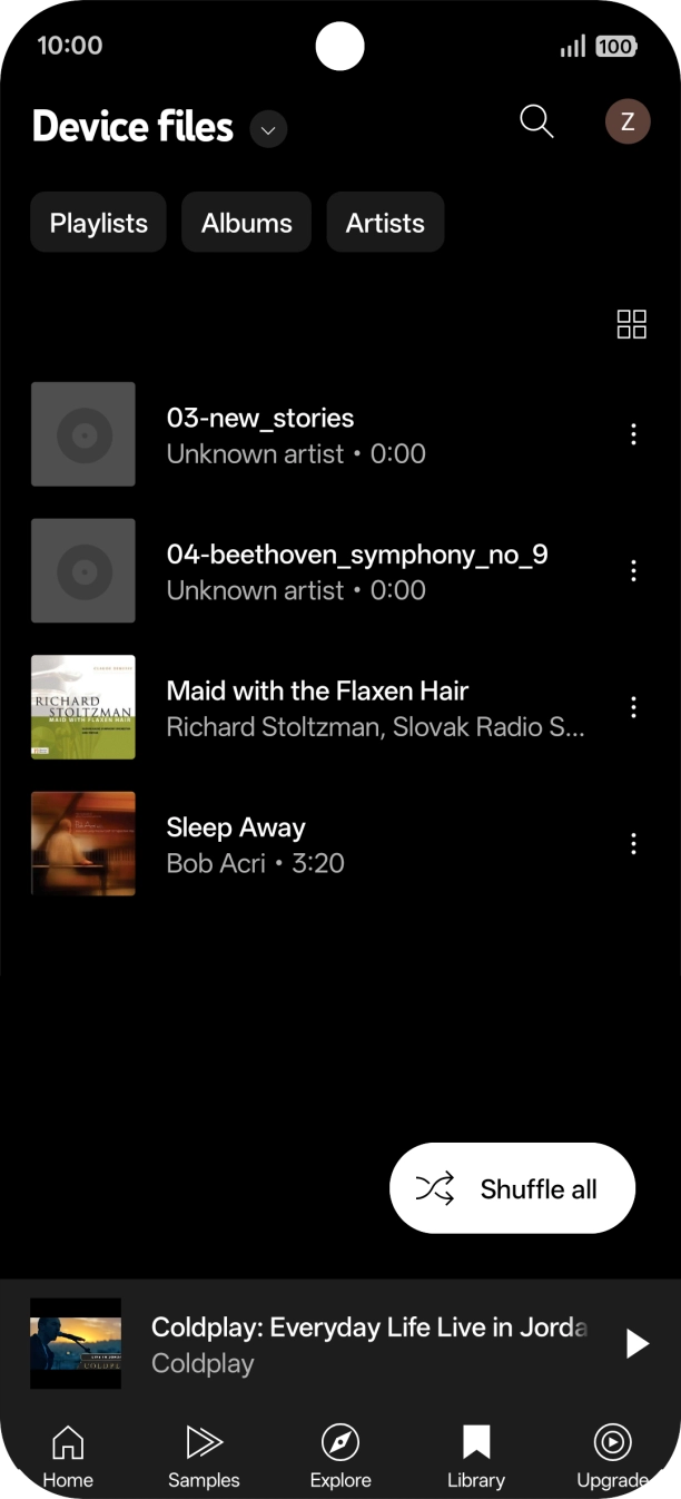 Press the required audio file.
