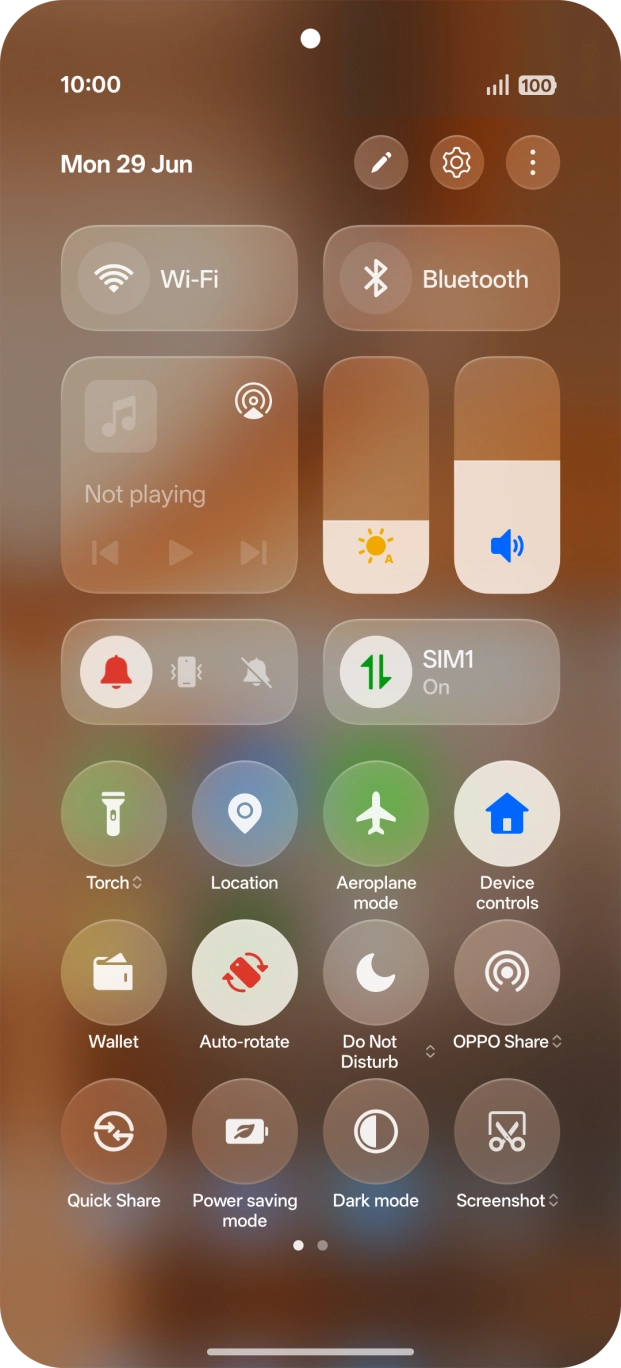 Press the airplane mode icon to turn the function on or off. Press the airplane mode icon to turn the function on or off.