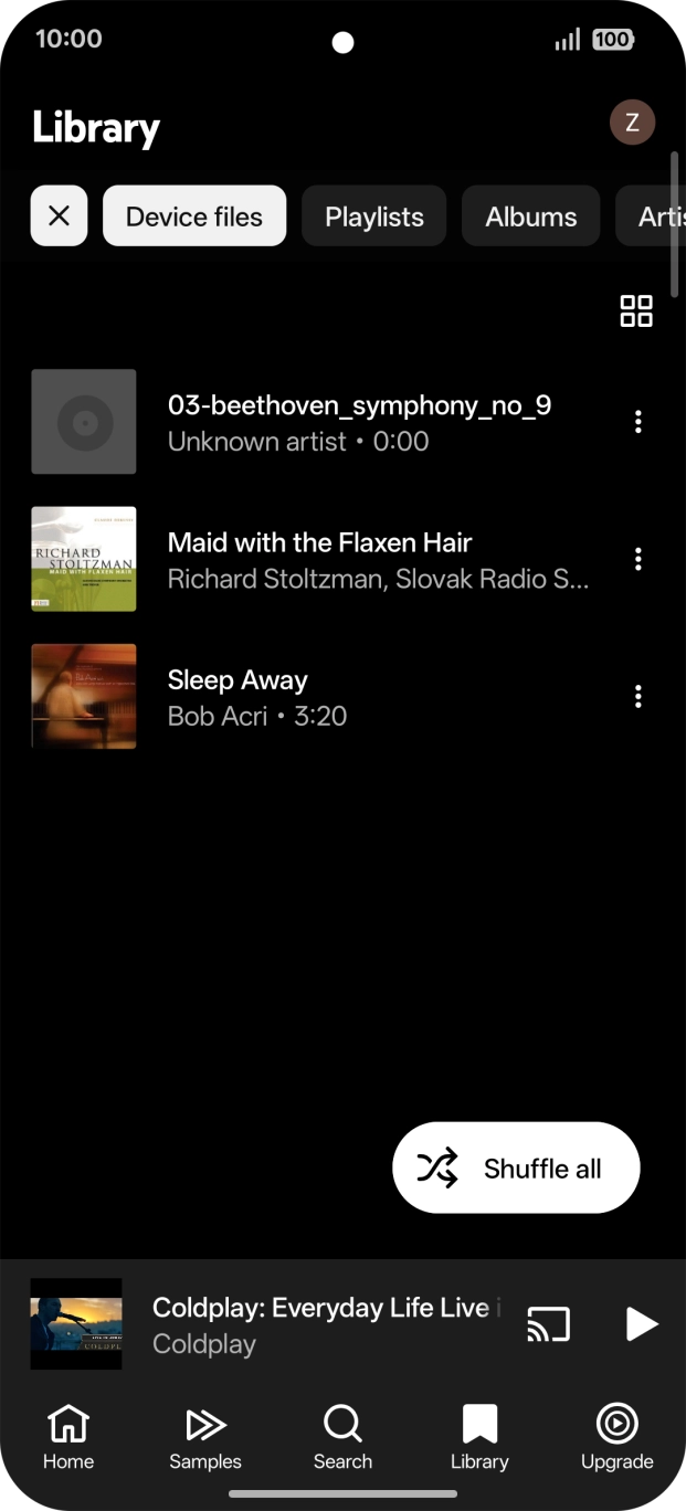 Press the required audio file.