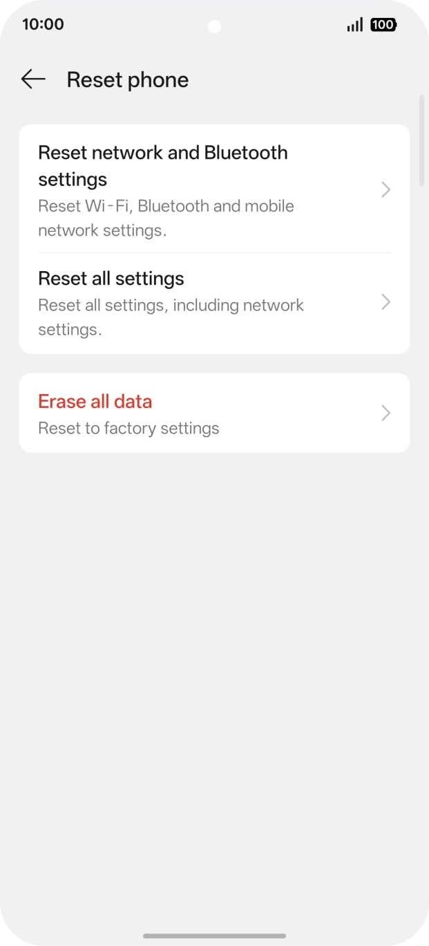 Press Reset network and Bluetooth settings.
