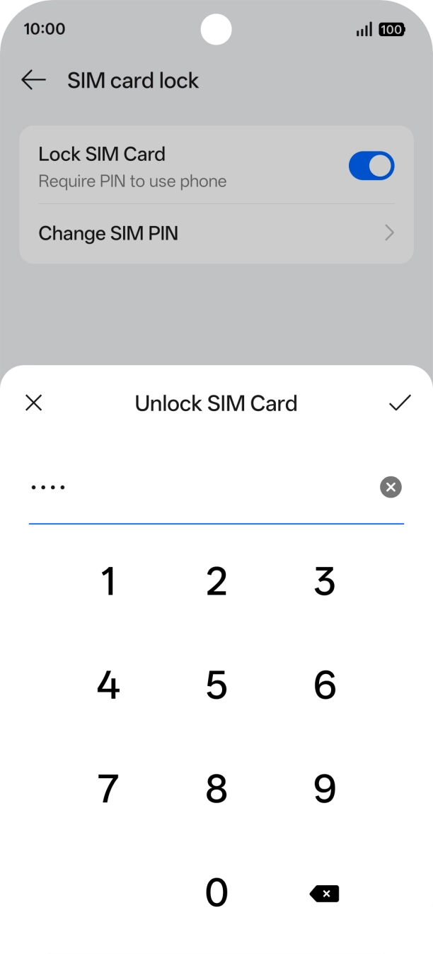 Key in your SIM PIN and press the confirm icon. The default SIM PIN is 0000.