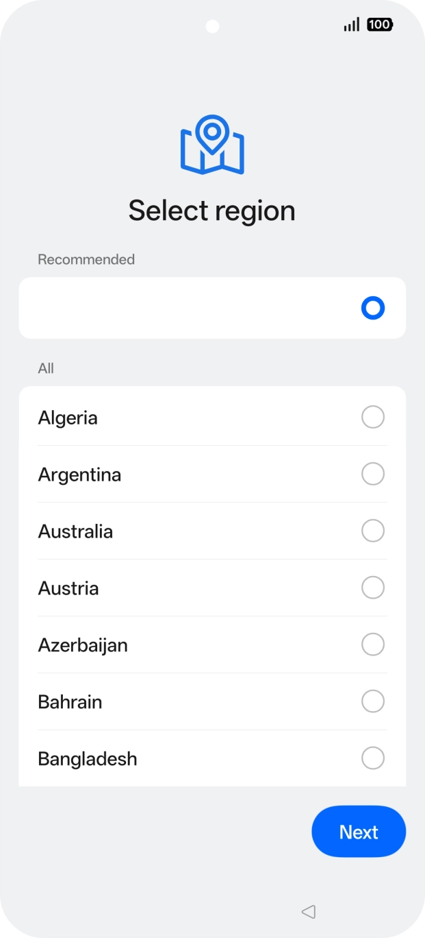 Press the required country or area.