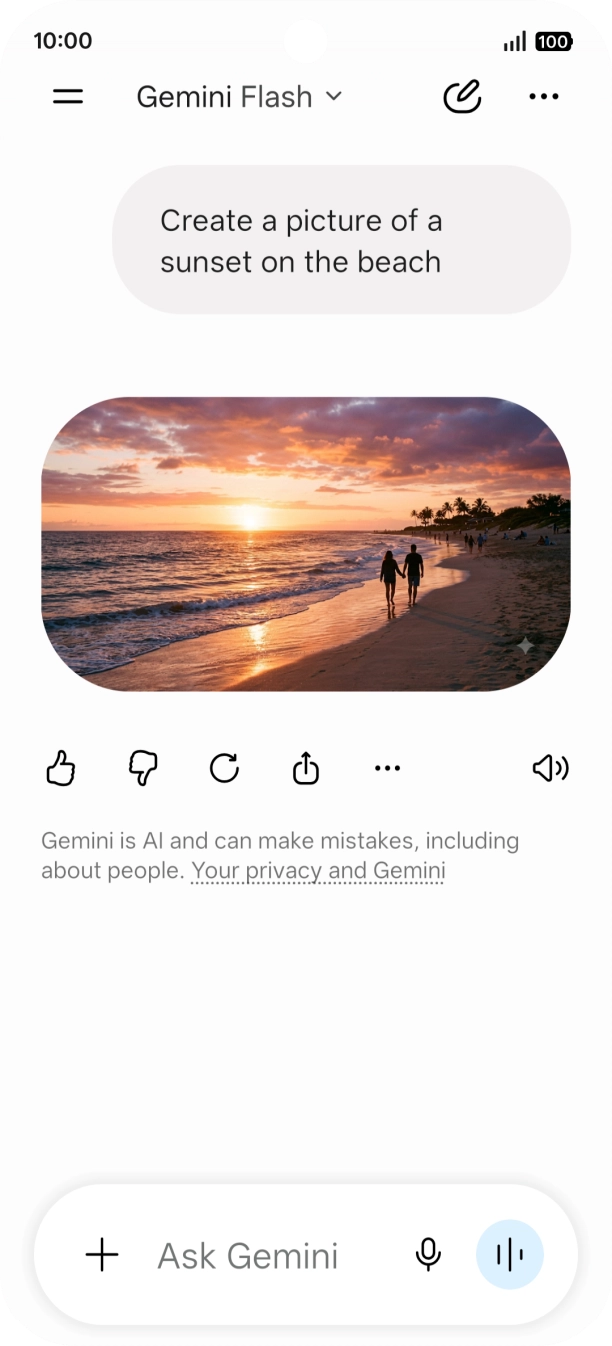 You can also ask Gemini to generate a picture based on your description. You can also ask Gemini to generate a picture based on your description.