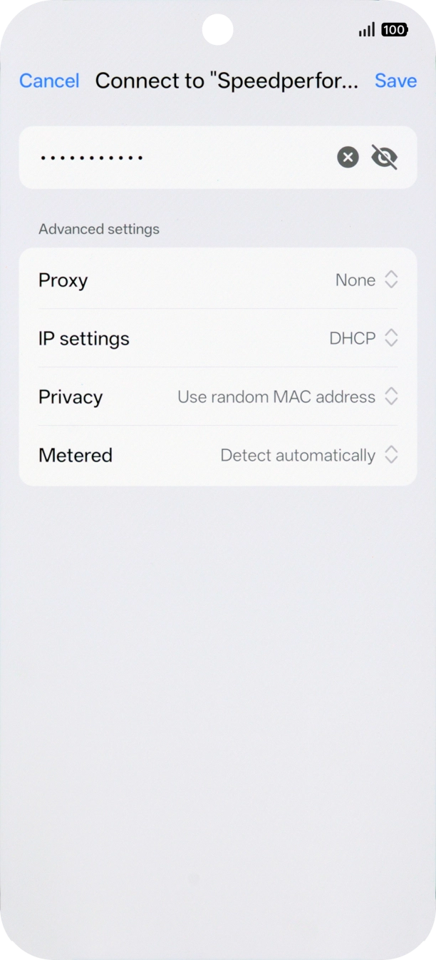 Key in the password for the WiFi network and press Save.