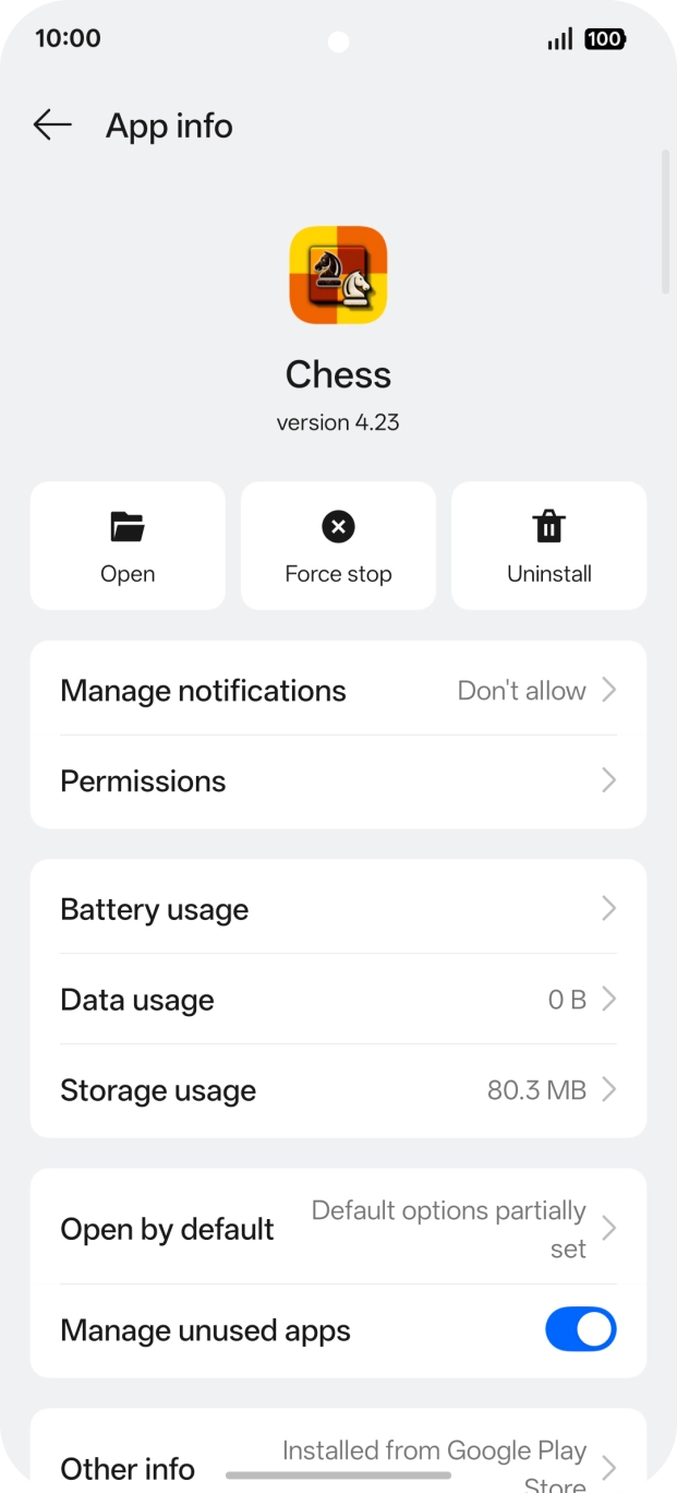 Press Storage usage.