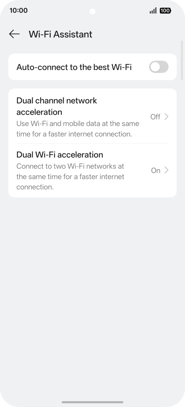 Press the indicator next to 'Auto-connect to the best Wi-Fi' to turn on the function. Press the indicator next to 'Auto-connect to the best Wi-Fi' to turn on the function.