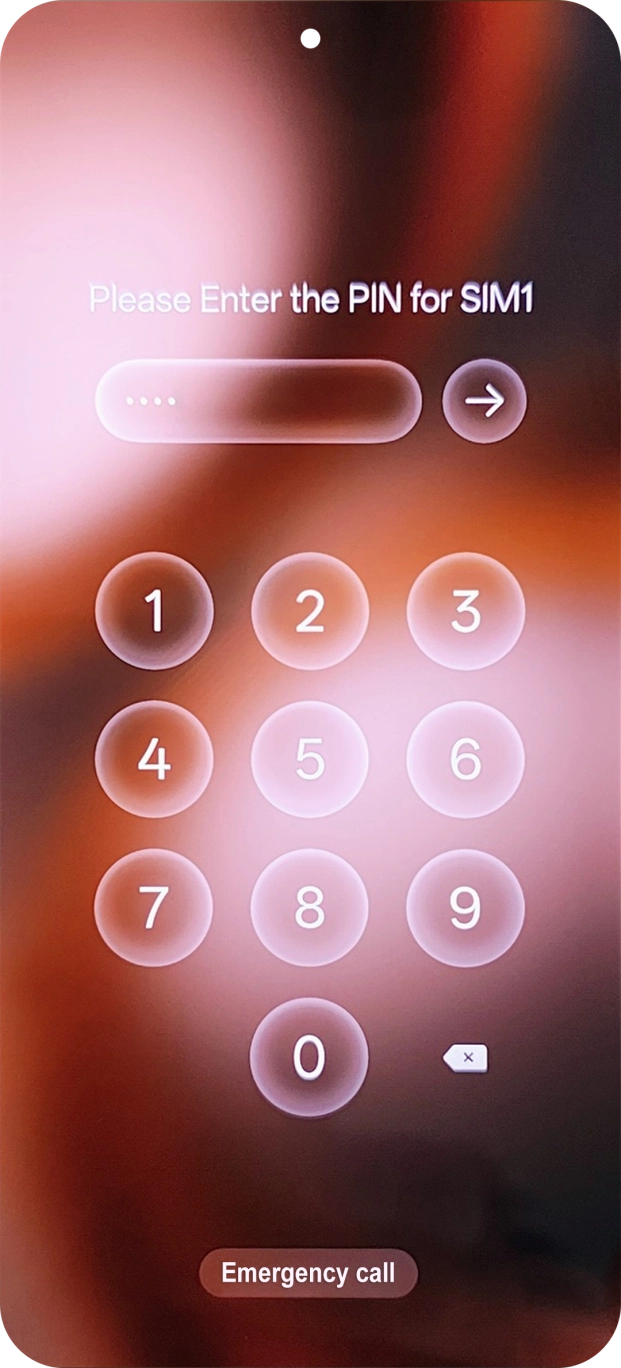 If your SIM is locked, key in your SIM PIN and press arrow right. The default SIM PIN is 0000.