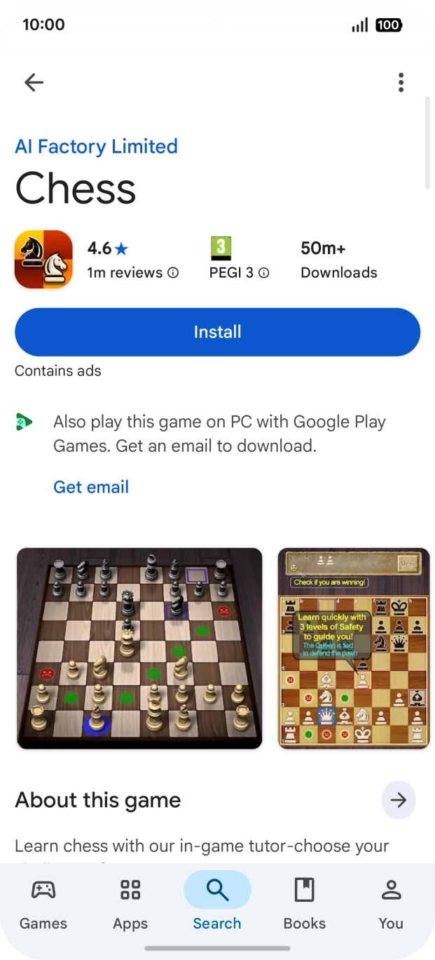 Press Install and follow the instructions on the screen to install the app.