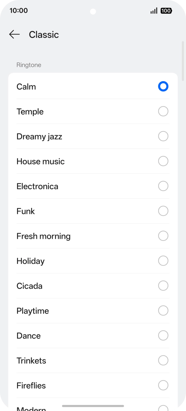 Press the required ringtones to hear them.
