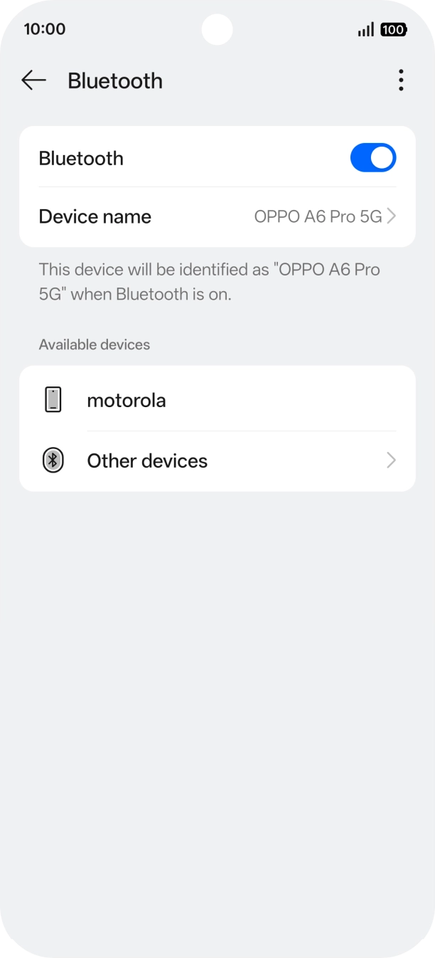 Press the required Bluetooth device and follow the instructions on the screen to pair the device with your phone.