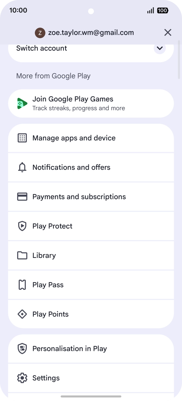 Press Manage apps and device.