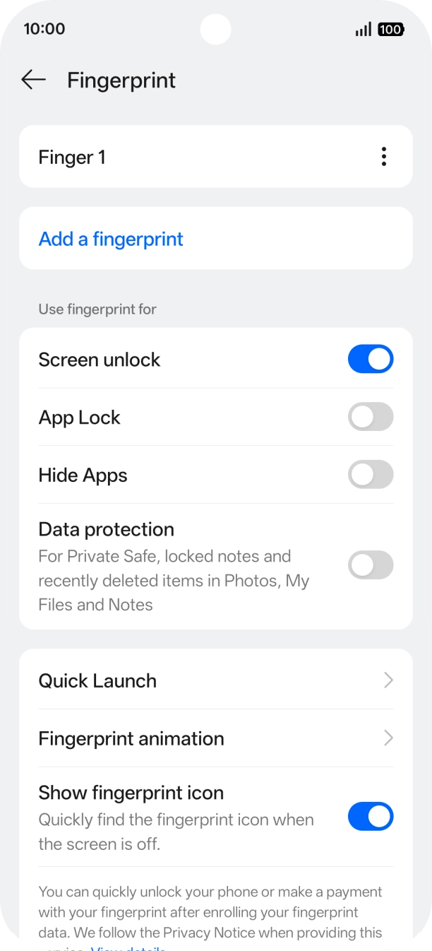 Press the required setting. Press the required setting.