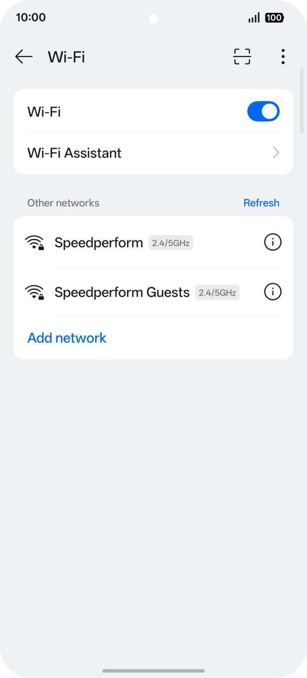 Press the required WiFi network.