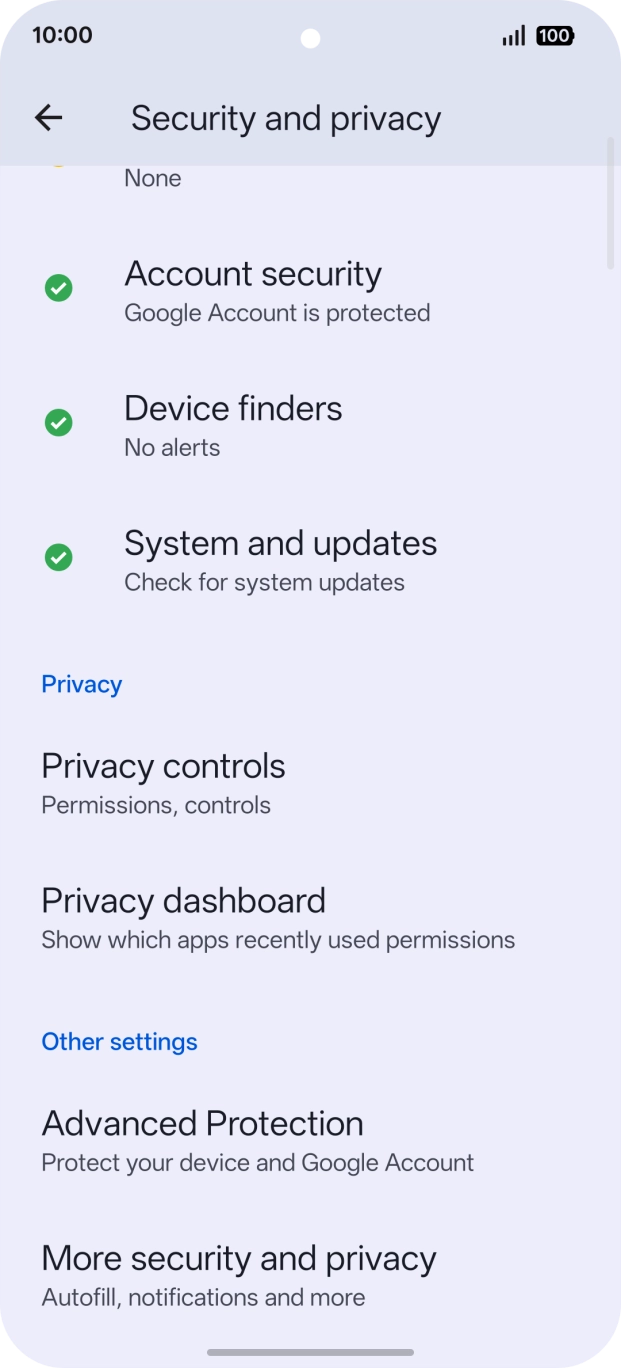 Press More security and privacy.