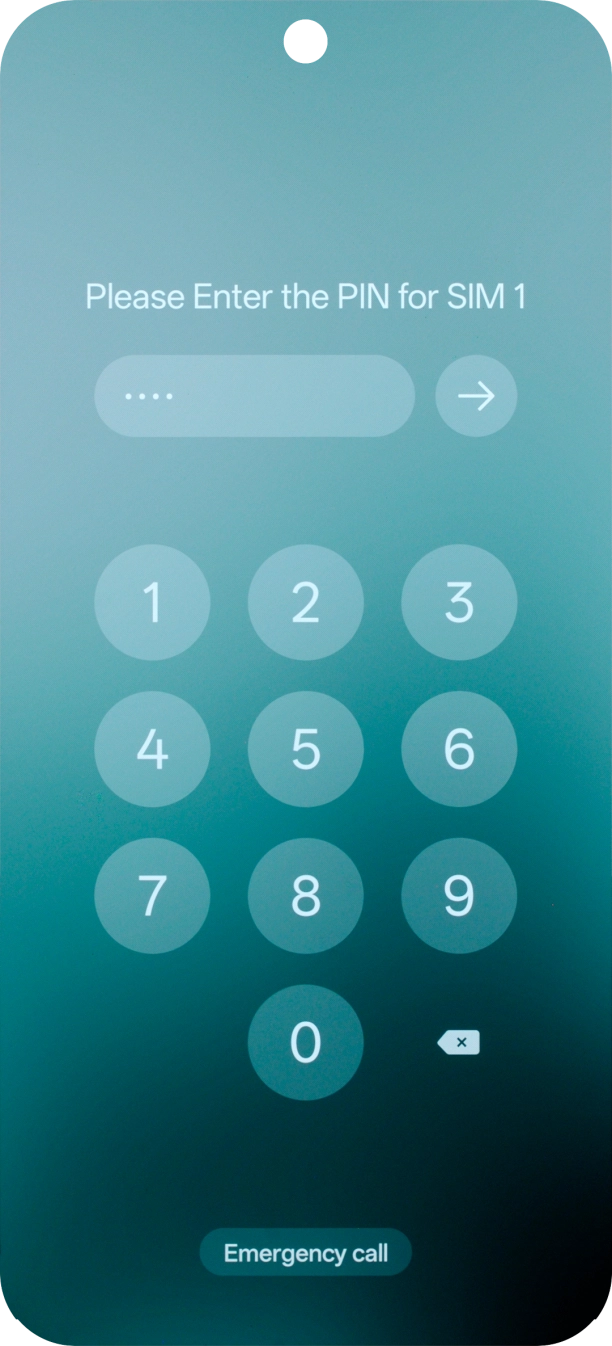 If your SIM is locked, key in your SIM PIN and press arrow right. The default SIM PIN is 0000.