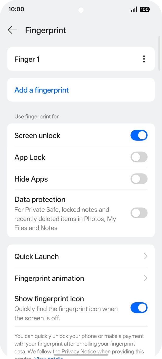 Press the required setting. Press the required setting.