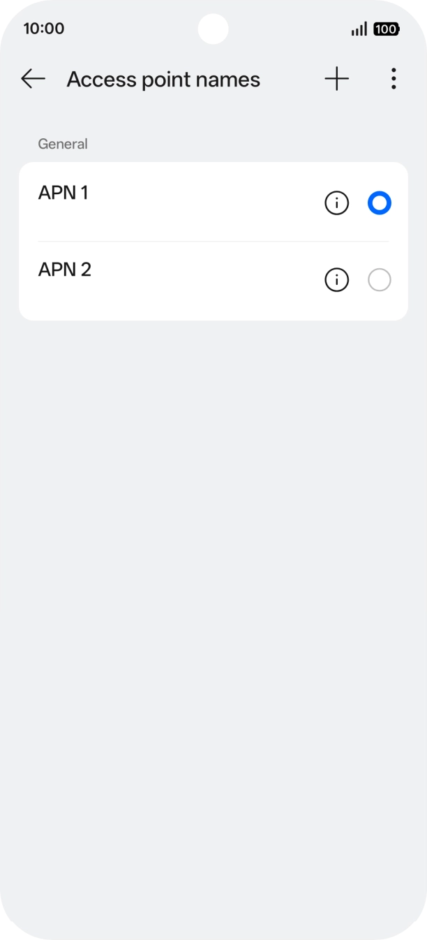 Press the field next to the data connection to activate it.
