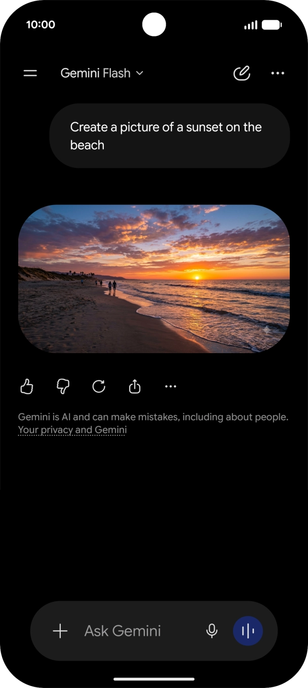You can also ask Gemini to generate a picture based on your description. You can also ask Gemini to generate a picture based on your description.