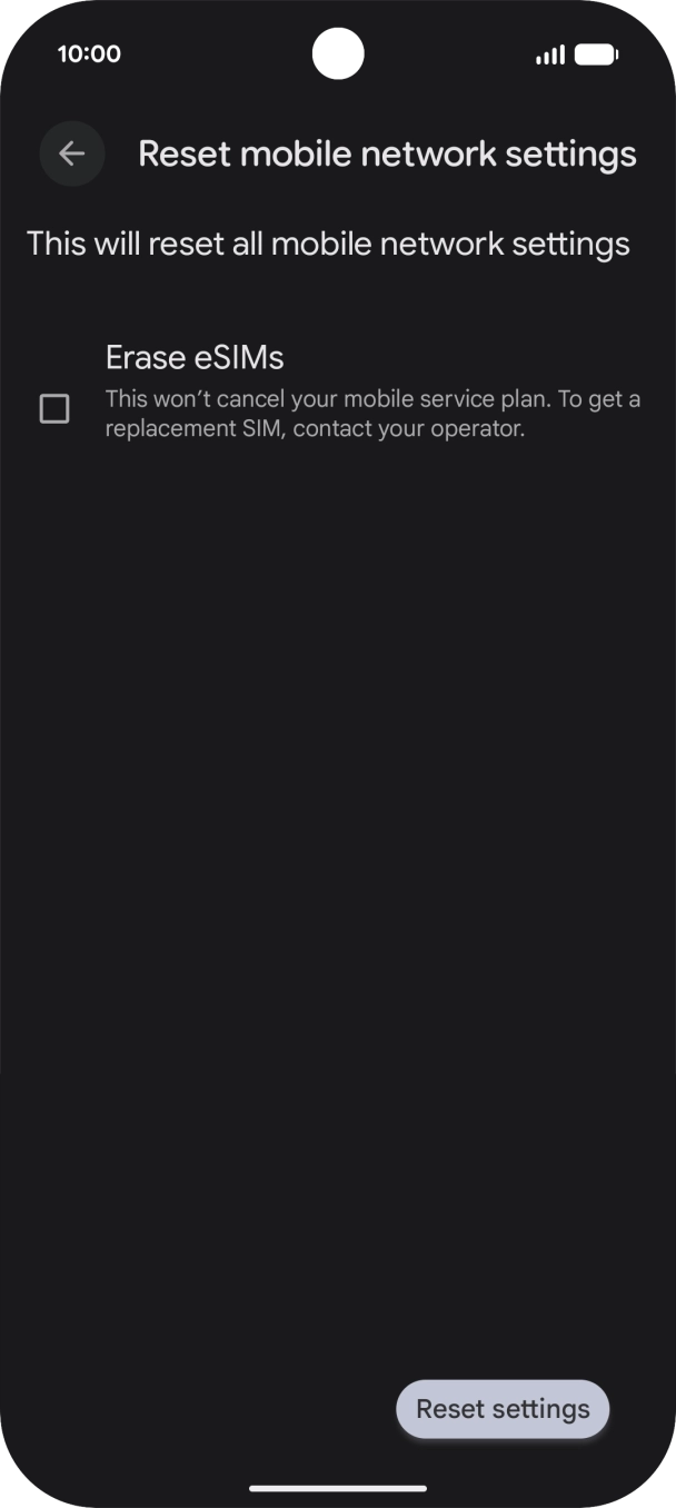 Press Reset settings.