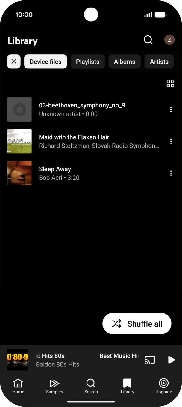 Press the required audio file.