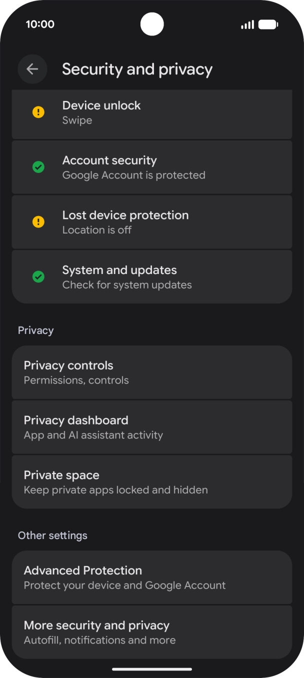 Press Lost device protection. Press Lost device protection.